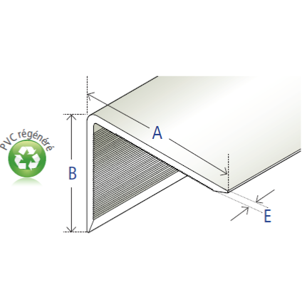 Cornière asymétrique angle arrondi en PVC blanc régénéré 80 x 60 x 3,2 mm