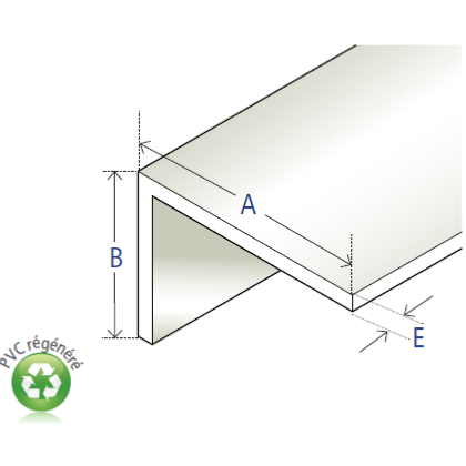 Cornière asymétrique à angle vif en PVC blanc, 100 x 60 x 2,2